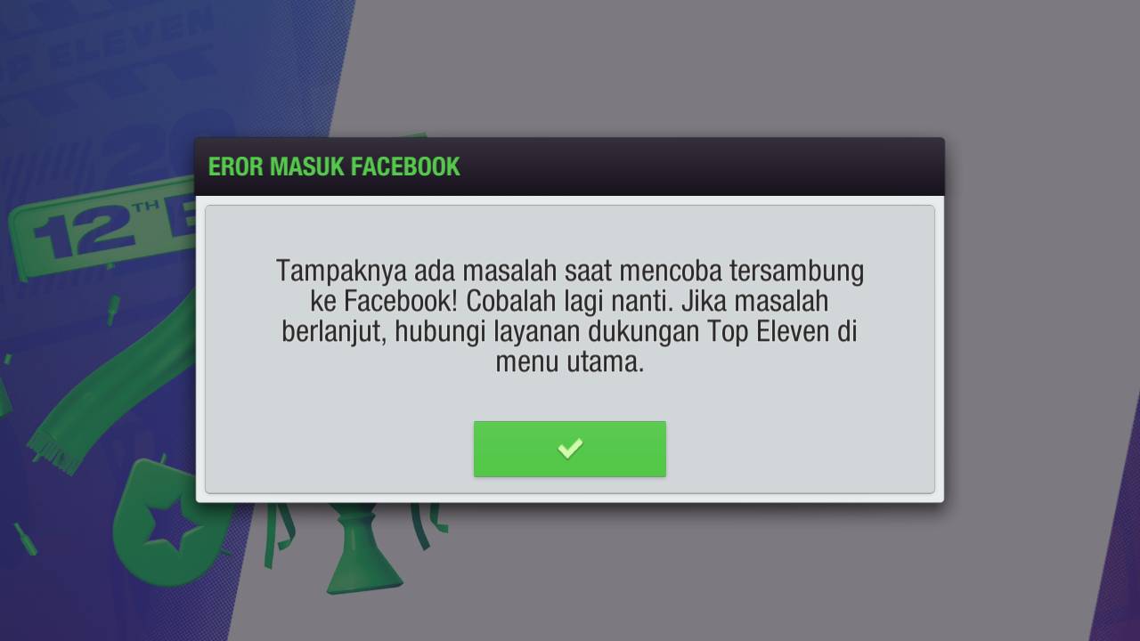 Cara Mengatasi Error Masuk Facebook di Top Eleven