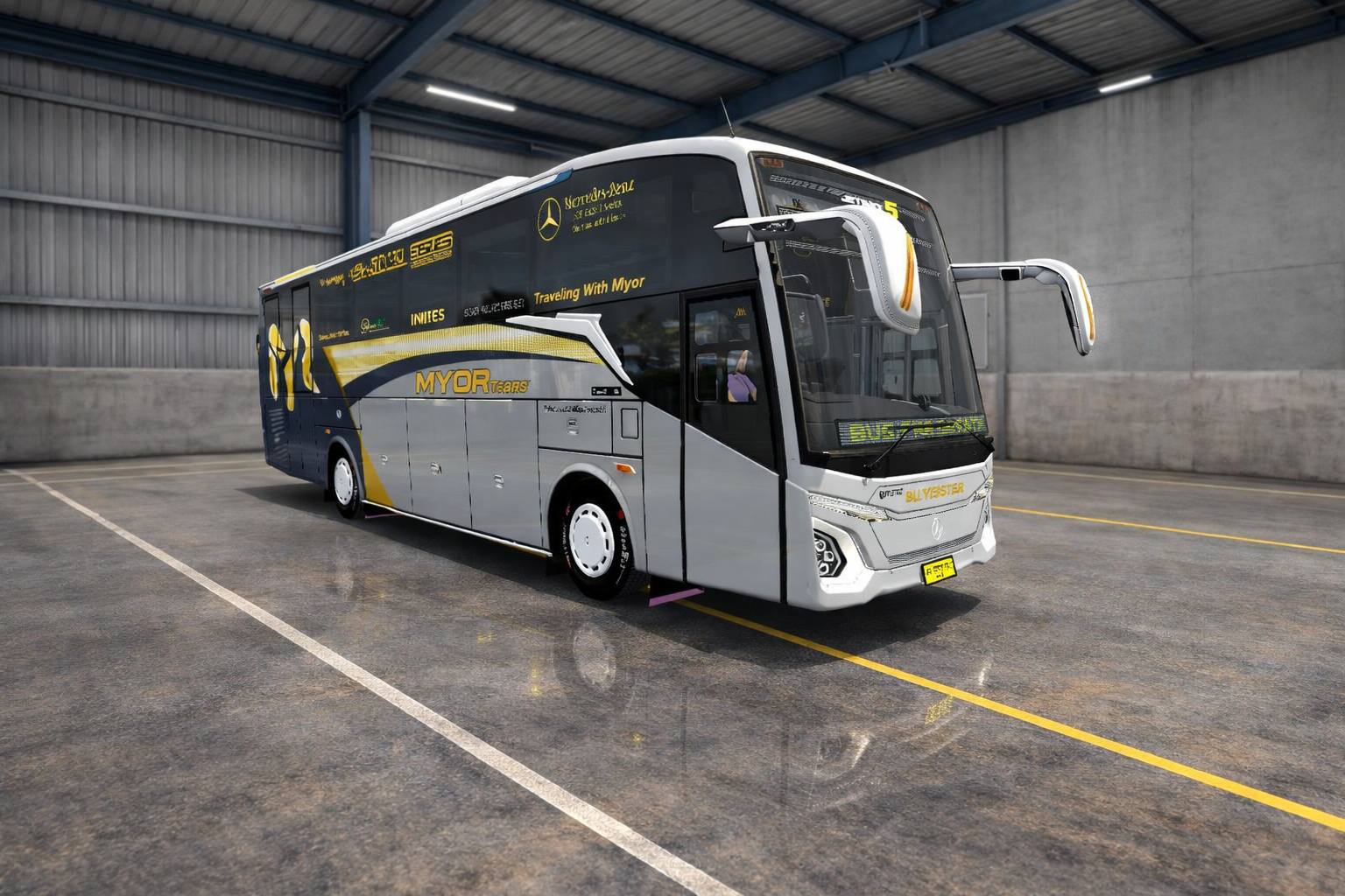 BUSSID: Mod JB5 MHD Single Glass Mercy asxfm & Livery Miyor Holiday