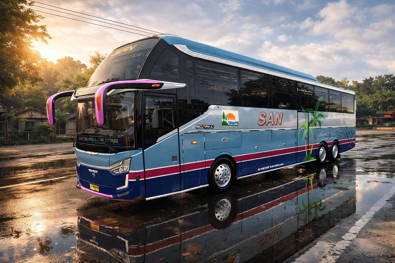 BUSSID: Mod SR3 XHD NEO Scania asxfm & Livery Siliwangi Antar Nusa