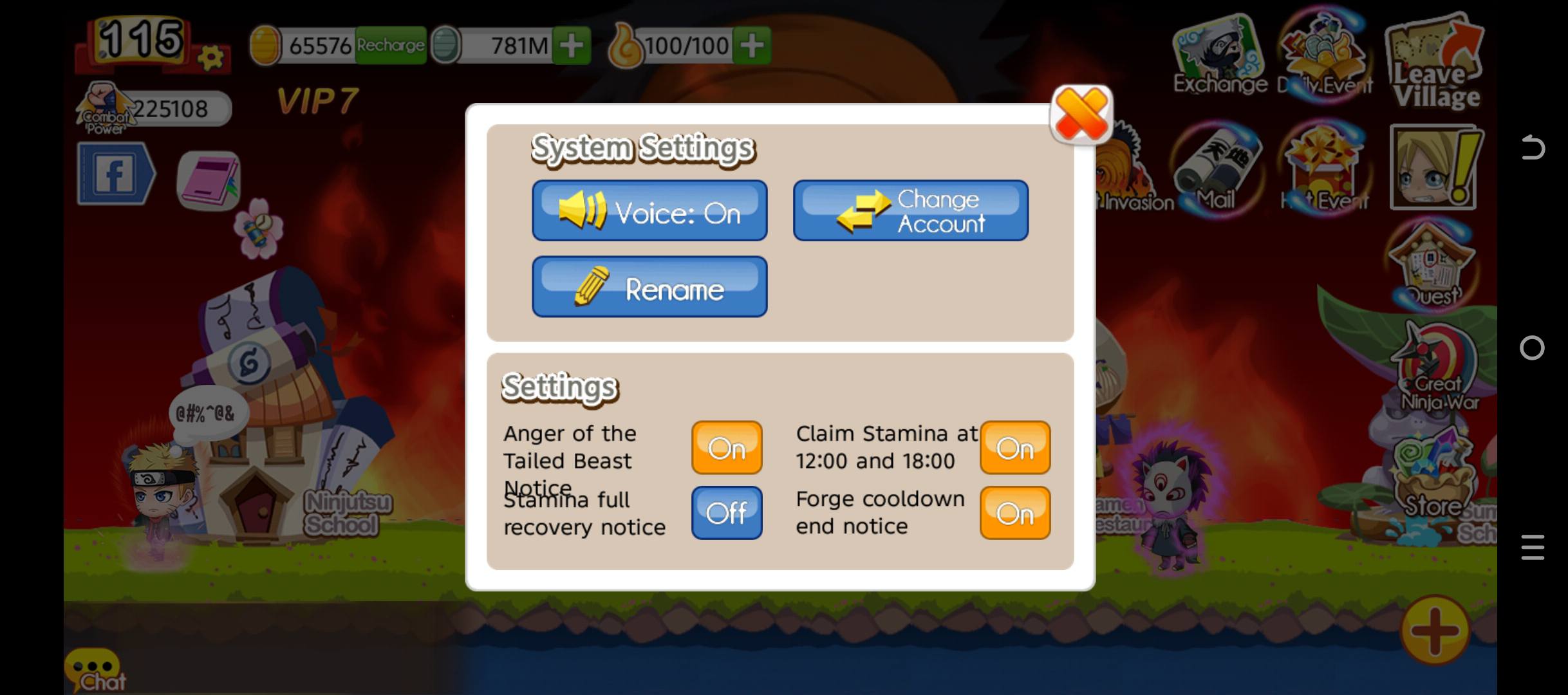 Opsi Ganti Nama di Ninja Heroes