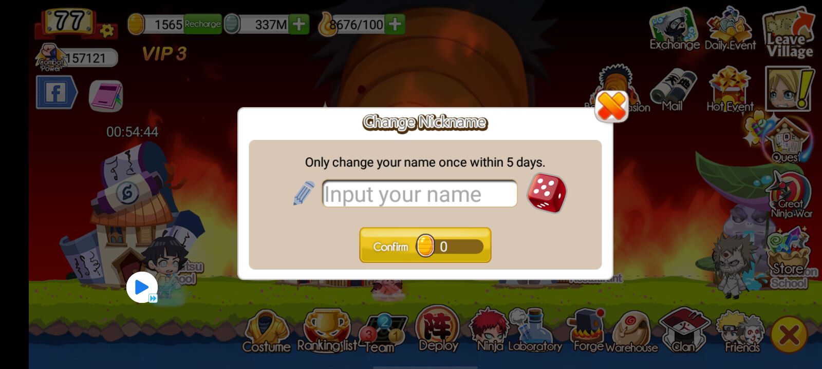 Change Nickname Ninja Heroes