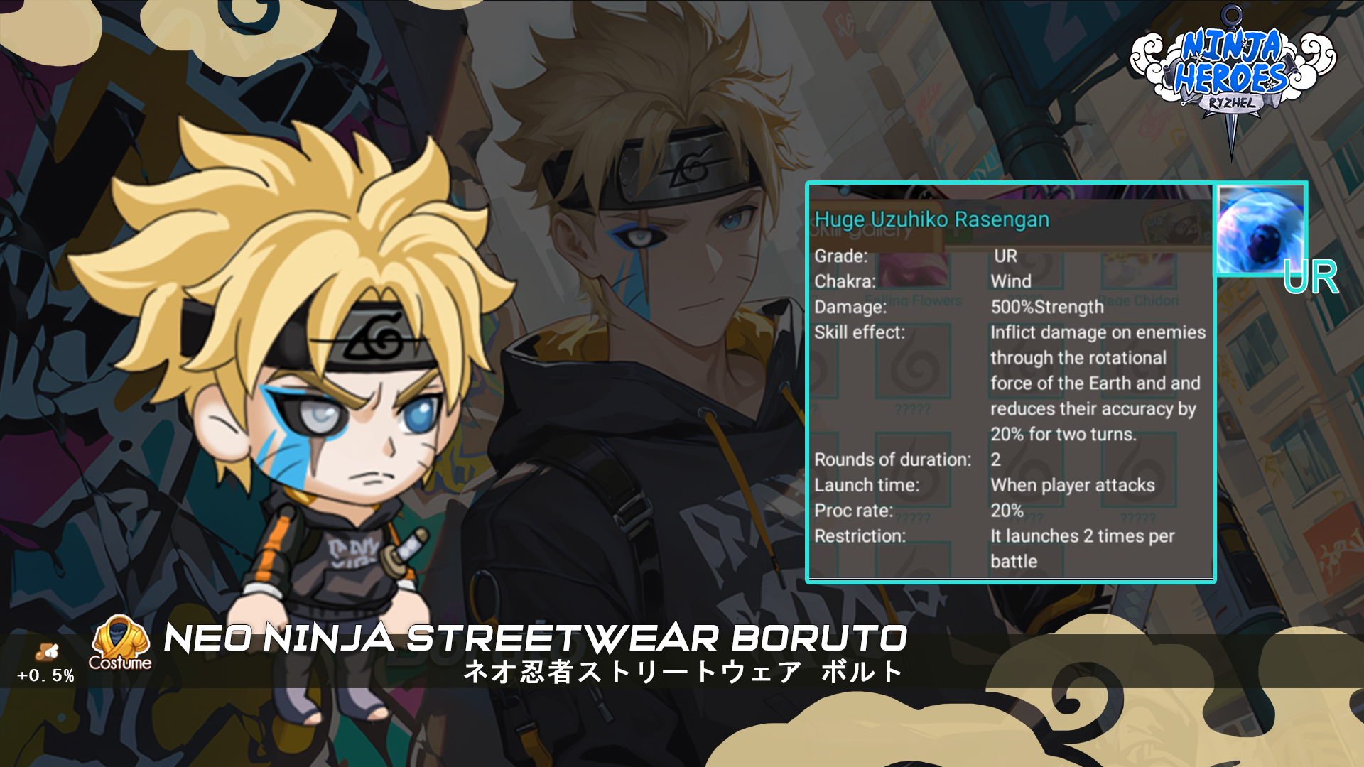 Update Ninja Heroes 2.1.5: Skin Baru Boruto Neo Ninja Streetwear & Premium Gear Hadir!