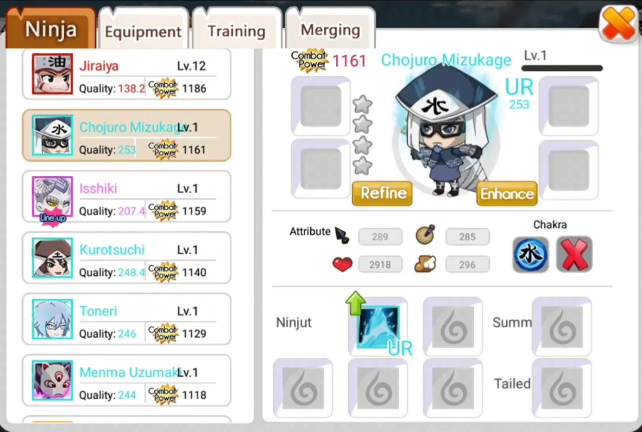 Profil dan Jutsu Chojuro Mizukage | Ninja Heroes New Era
