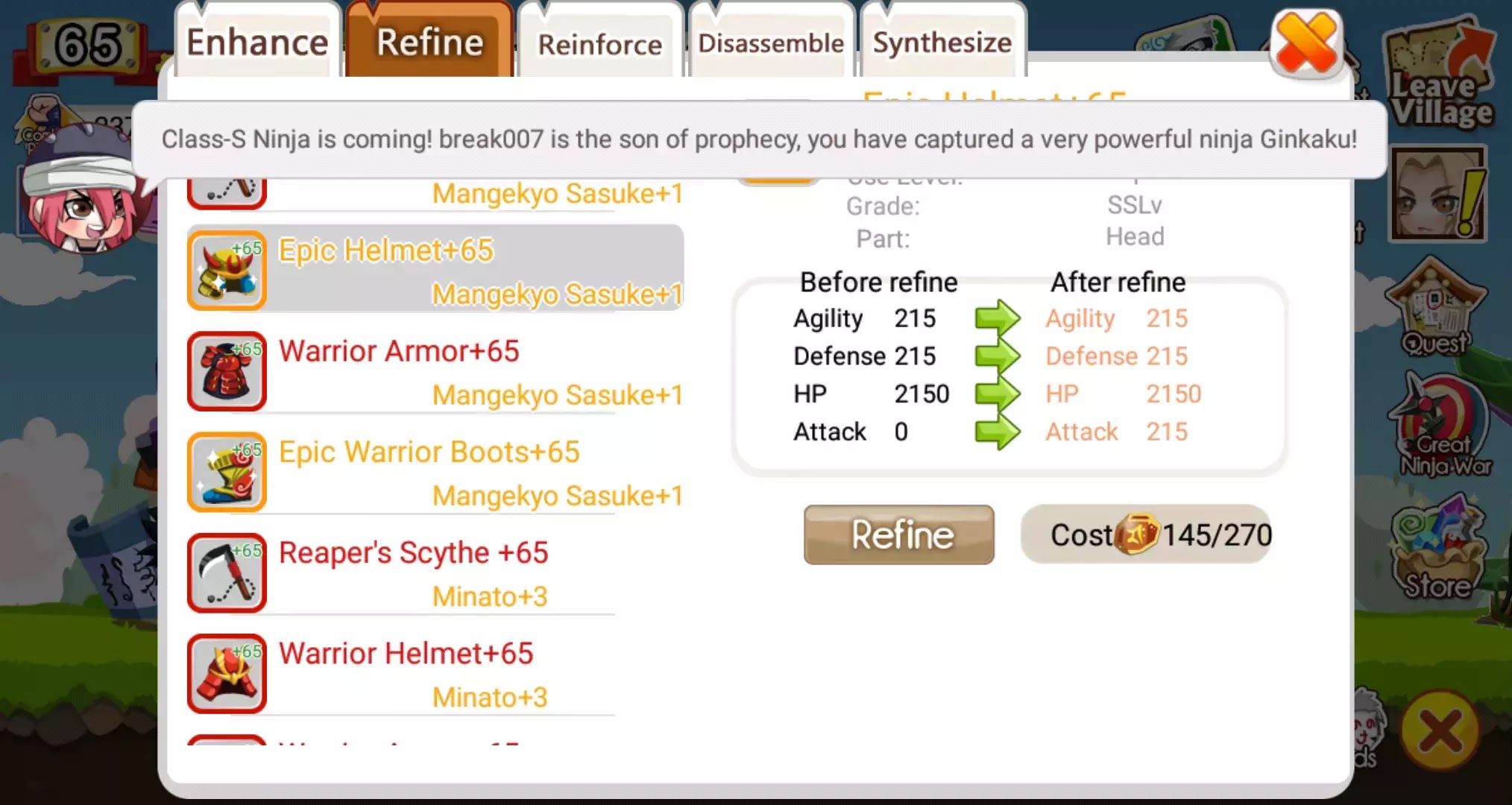 Refine Gear Ninja Heroes