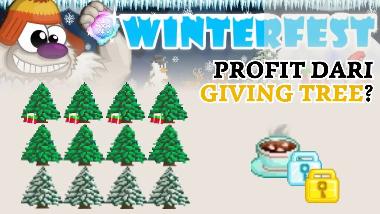 Profit WinterFest Growtopia: Combo Maut Giving Tree & Tree Decoration!