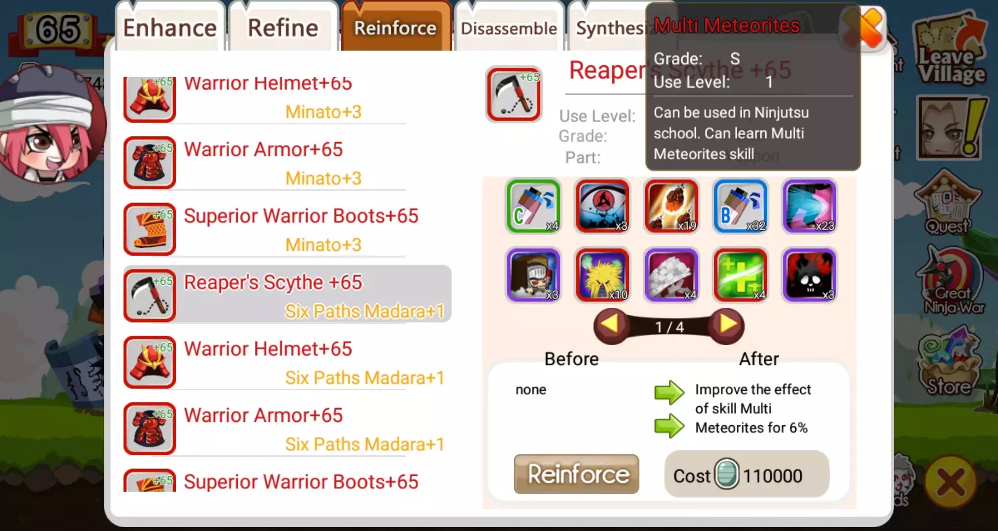 Reinforce Equipment Ninja Heroes