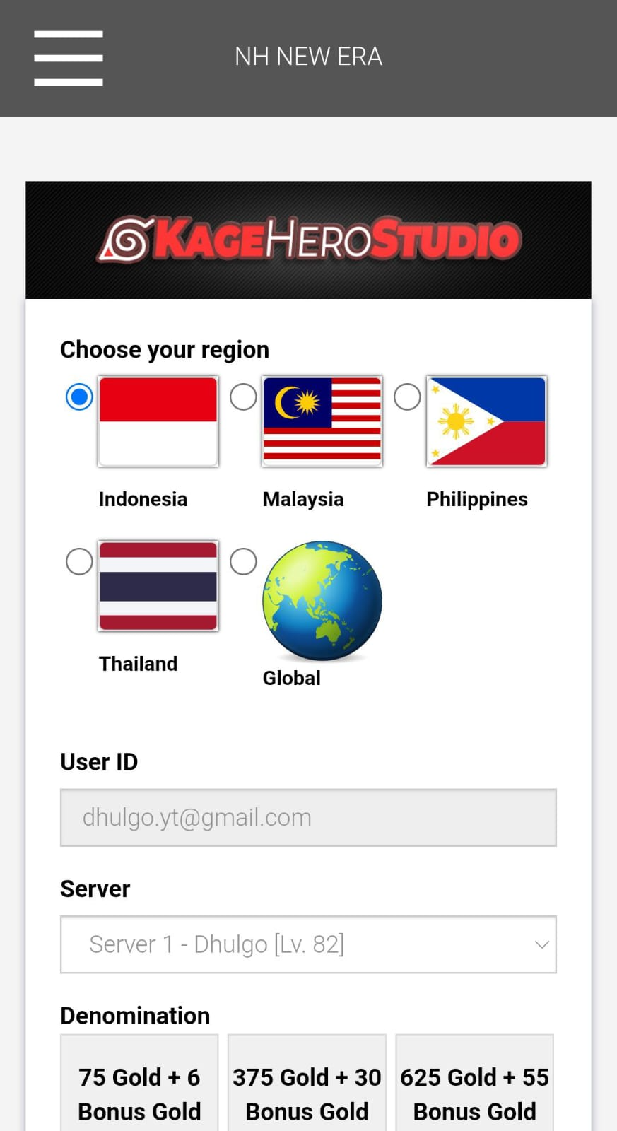 Isi Data Pribadi Akun Ninja Heroes