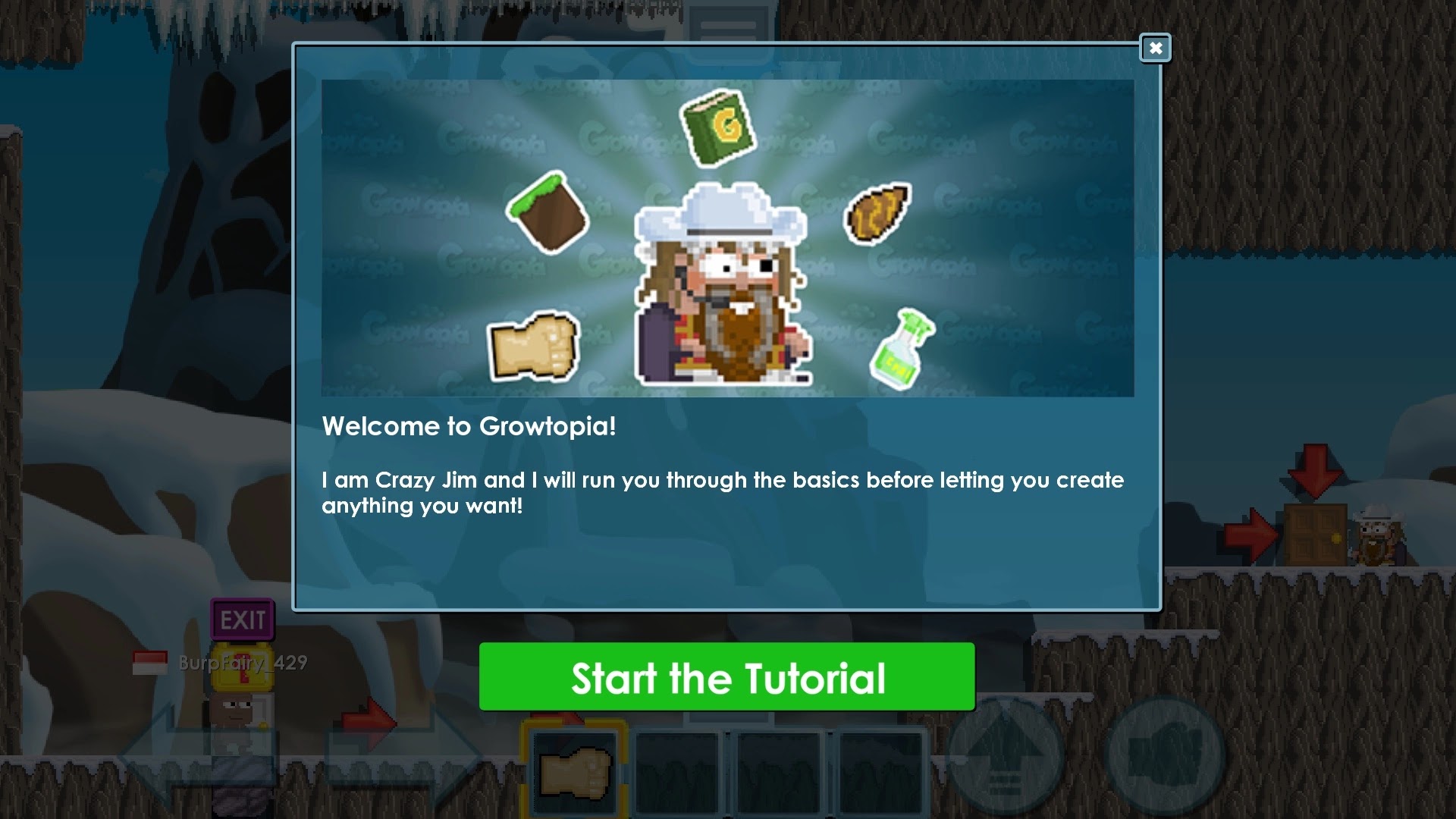 Selesaikan tutorial singkat yang diberikan oleh sistem growtopia