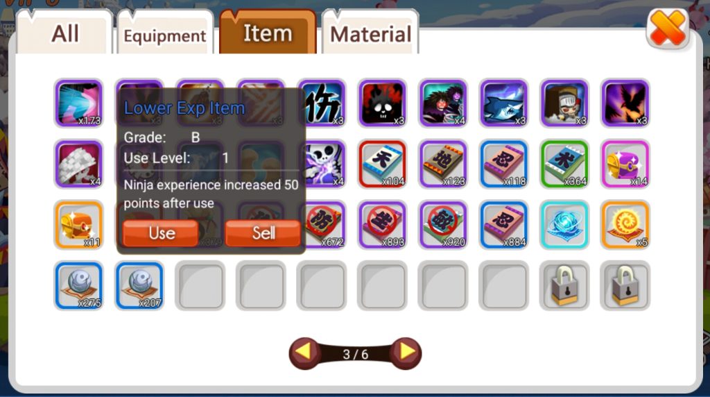 cara meningkatkan level ninja cadangan di ninja heroes