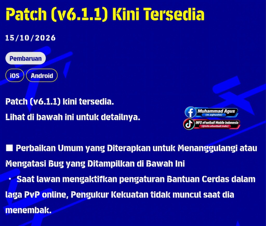 efootball patch 6.1.1 update